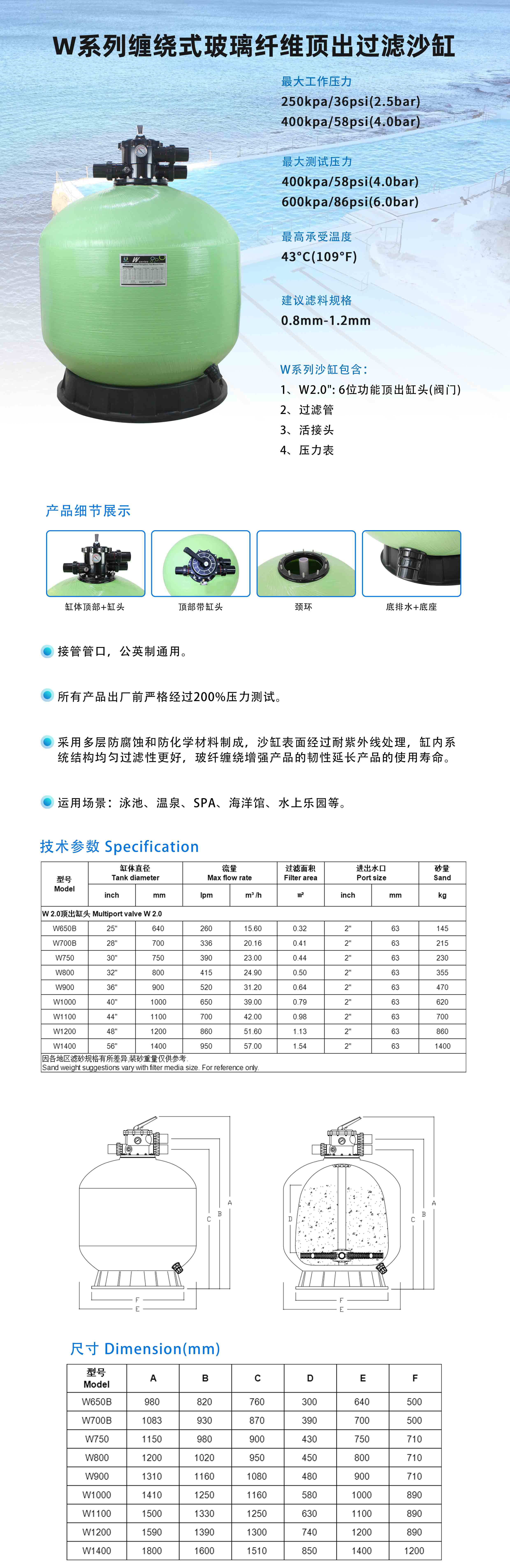 2.W series top mount sand filter-2寸