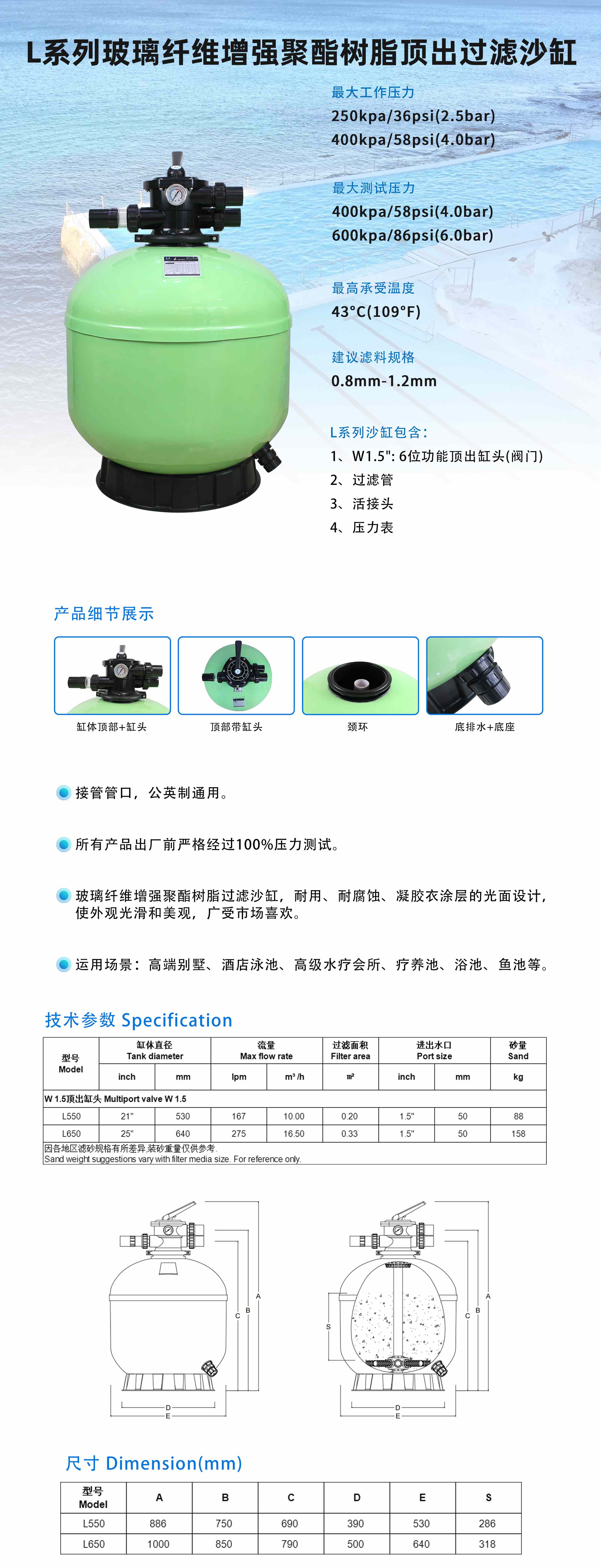 2.L series laminated top mount sand filter-1.5寸