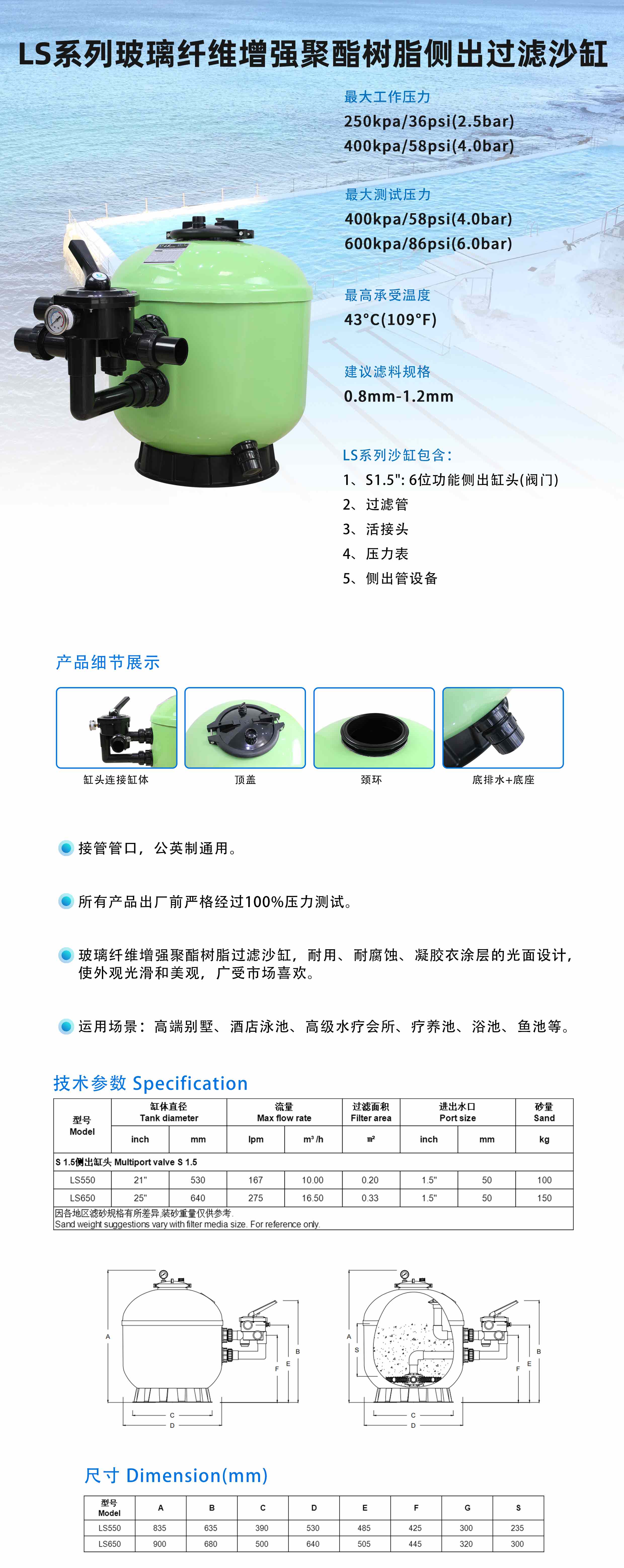 2.LS series laminated side mount sand filter-1.5寸