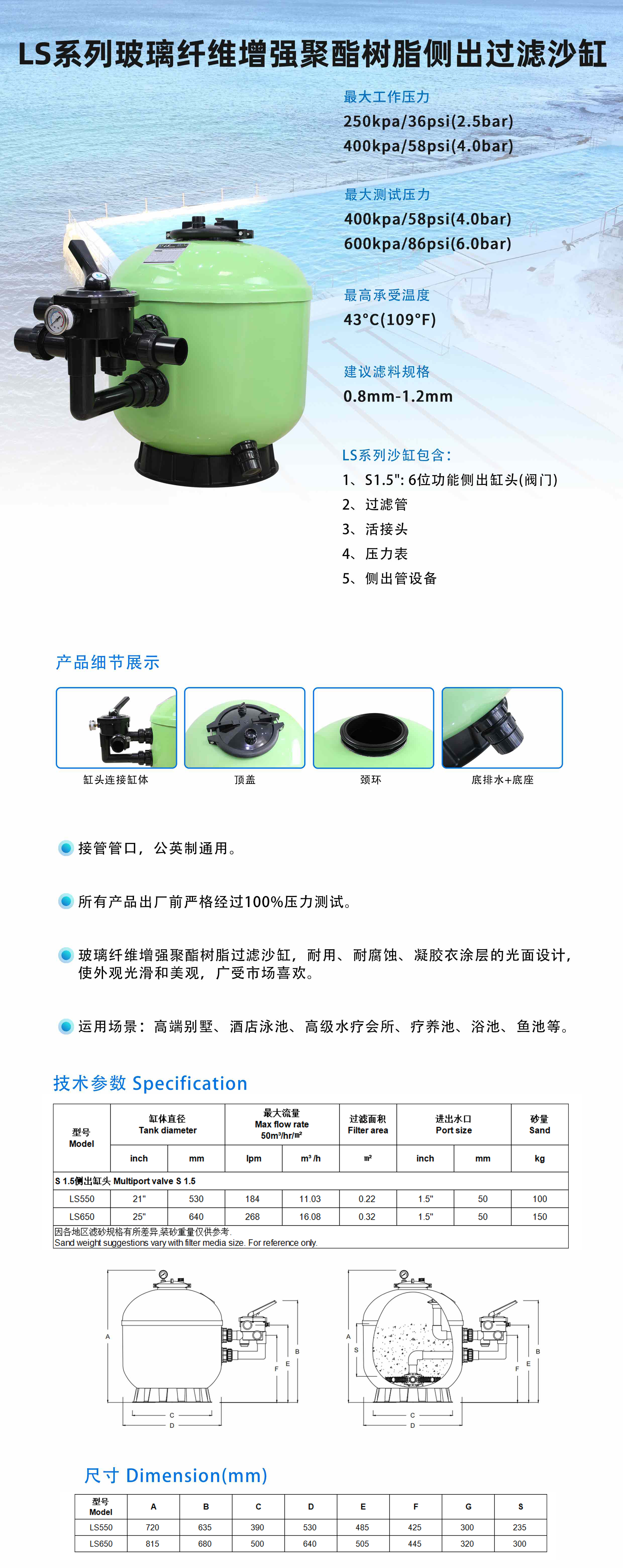 2.LS series laminated side mount sand filter-1.5寸