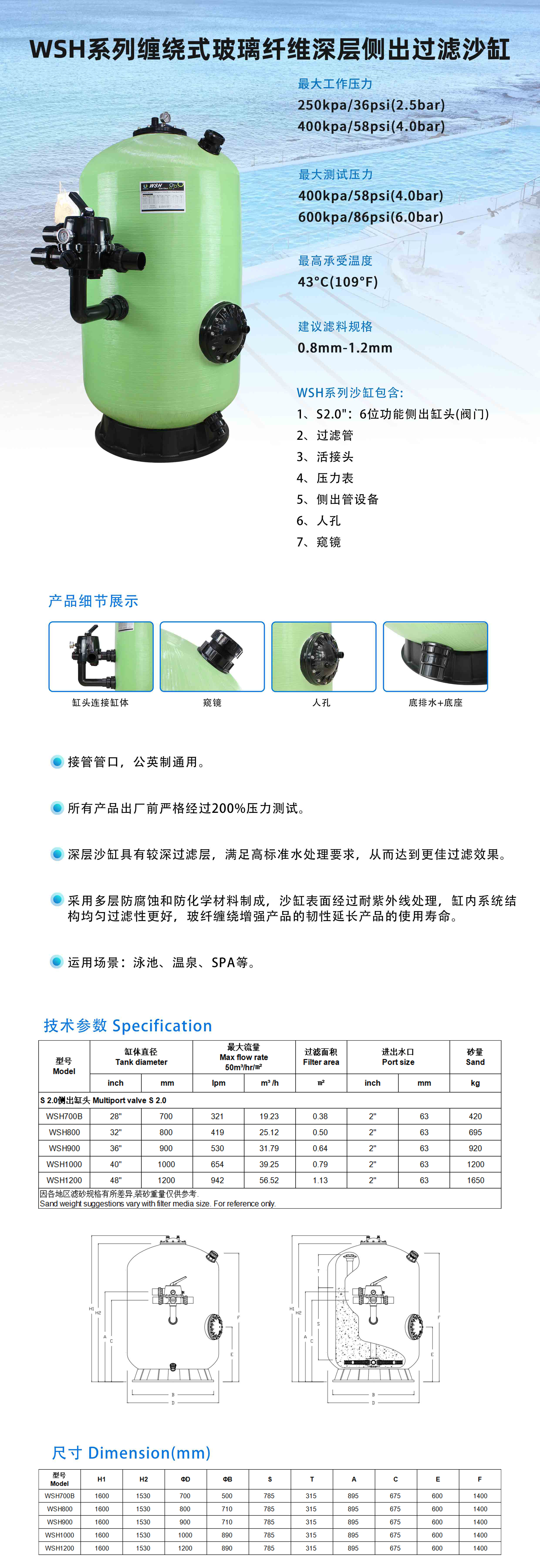 2.WSH series deep bed side mount filter